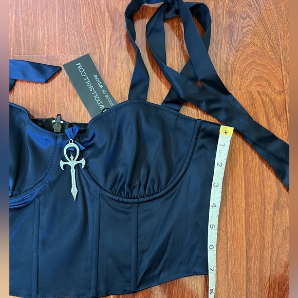 Dolls Kill Navy Corset Top with Adjustable Bow Straps Size M - Picture 6 of 7